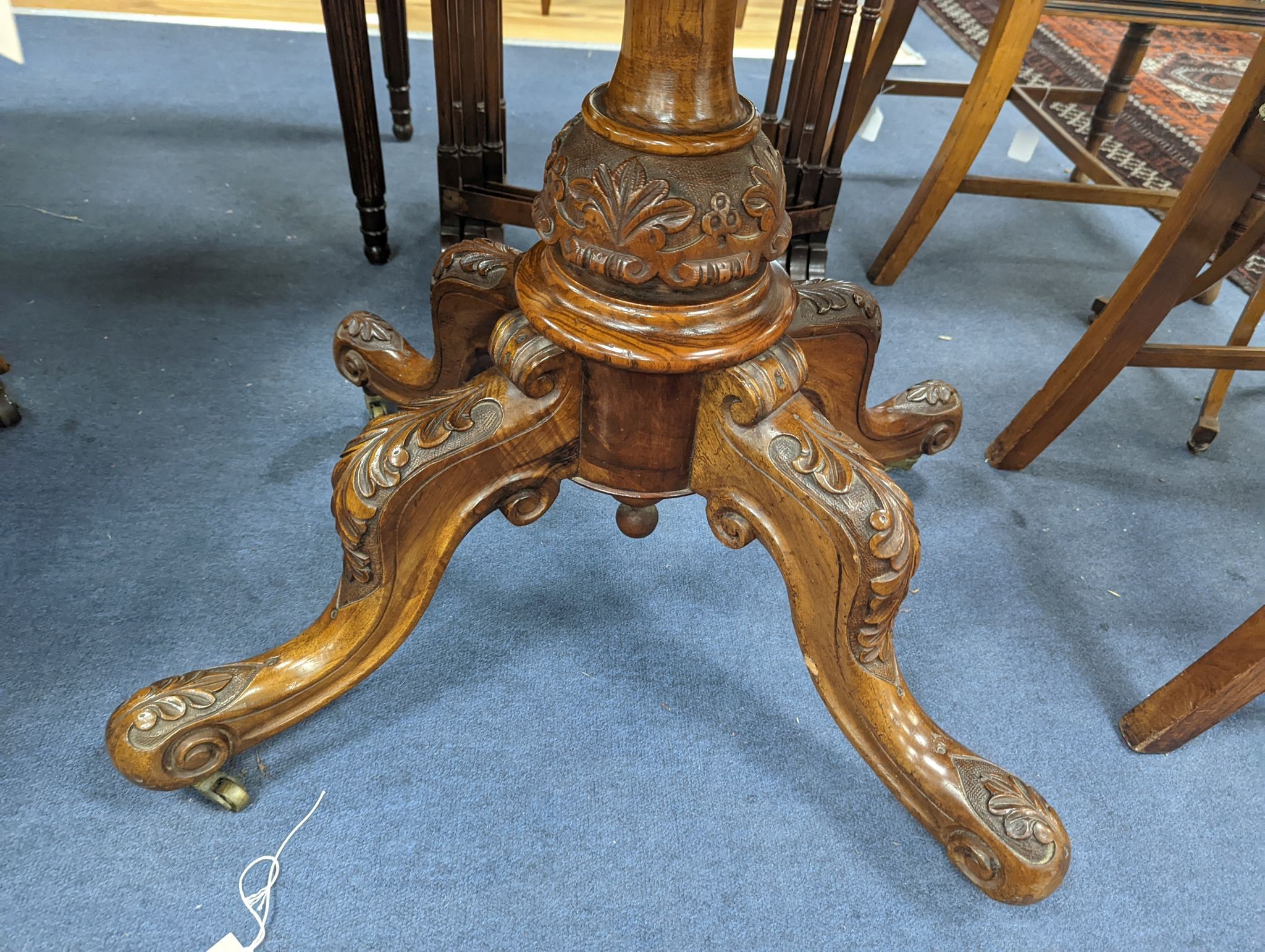 A Victorian figured walnut serpentine folding card table, width 92cm, depth 45cm, height 73cm